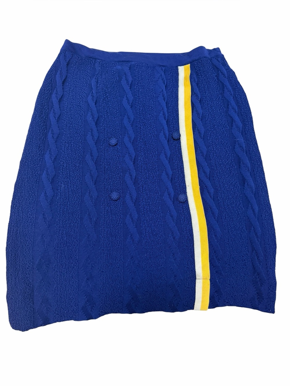 Marco Polo Italy Blue Cable-Knit Skirt with Yellow-White Stripe